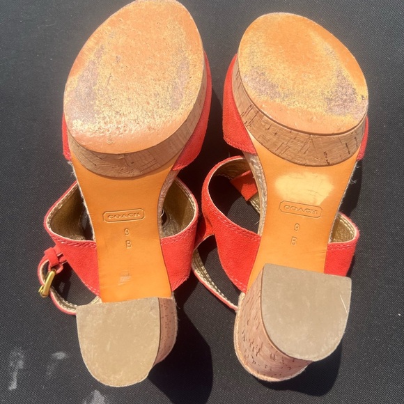 Coach Valeann Womens Tulip Platform Suede Sandal - Burnt Orange size 9 - Picture 4 of 10